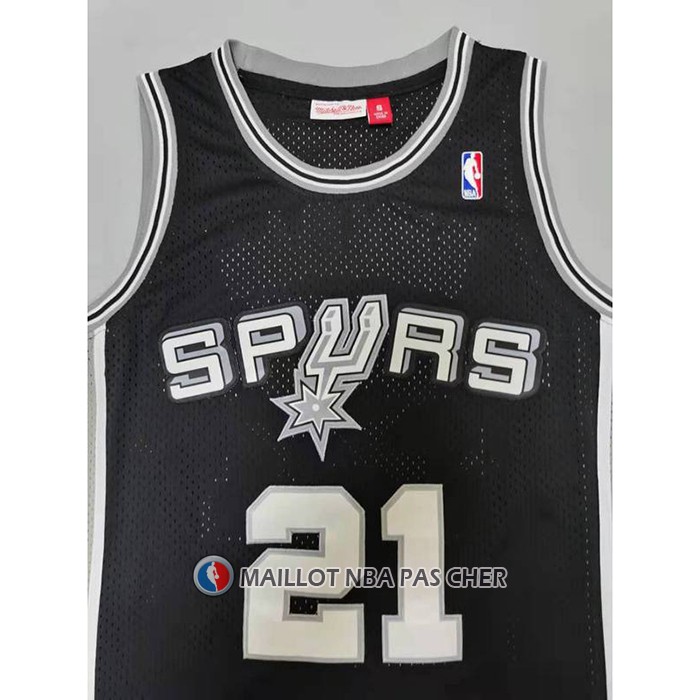 Maillot San Antonio Spurs Tim Duncan NO 21 Mitchell & Ness 1998-99 Noir2